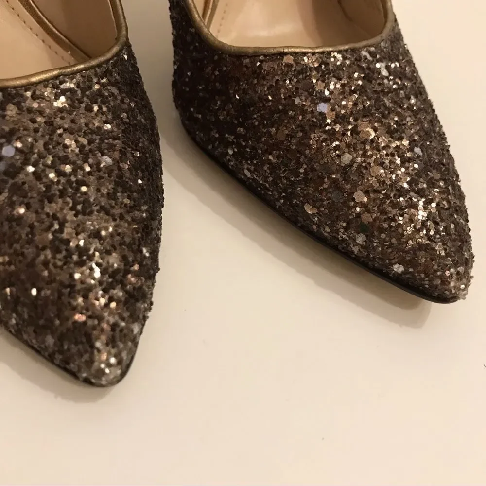 Enzo Angiolini bronze glitter heels